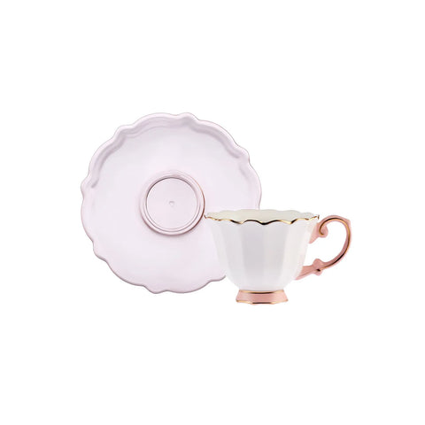 Karaca Samo 2 Personen Rosa Kaffeetasse Set mit Acryl Untertasse 90 ml