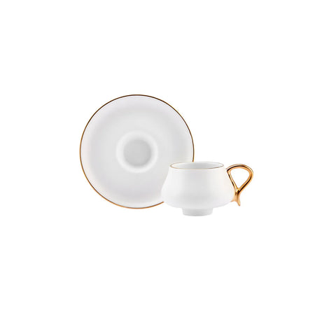 Karaca Senior Kaffeetassen Set, 2 Personen, 90 ml, Weiß 