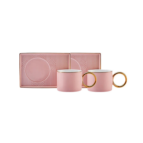 Karaca Soho Kaffeetassen Set, 2 Personen, 80 ml, Rosa