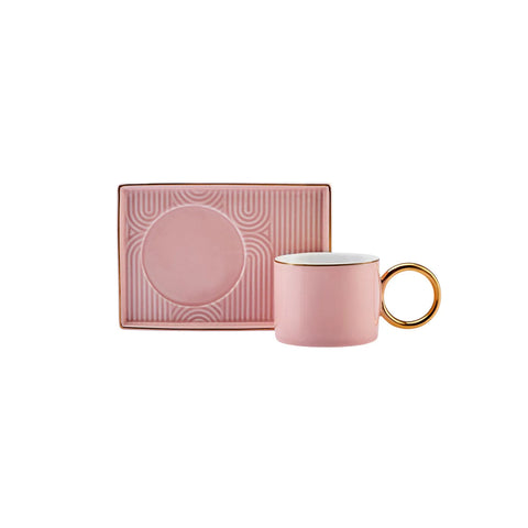 Karaca Soho Kaffeetassen Set, 2 Personen, 80 ml, Rosa