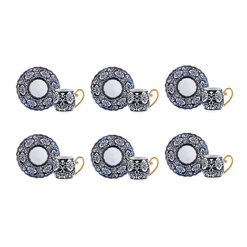 Karaca Serik Kaffeetassen Set, 6 Personen, 90 ml