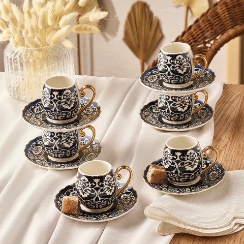 Karaca Serik Kaffeetassen Set, 6 Personen, 90 ml