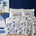 Karaca Home Amar Blue 100% Cotton Double Pique Set