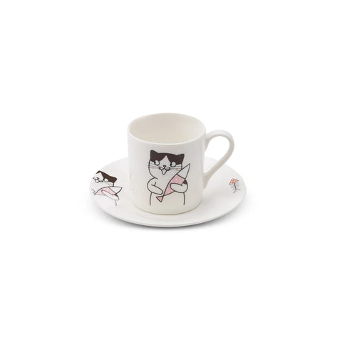 Karaca Katze Kaffeetasse Set für 6 Personen 80 ml