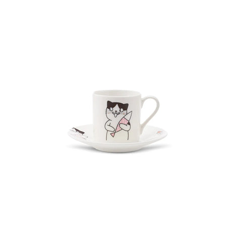 Karaca Katze Kaffeetasse Set für 6 Personen 80 ml