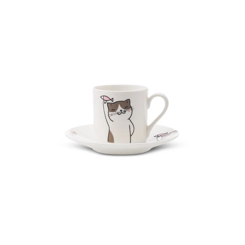 Karaca Katze Kaffeetasse Set für 6 Personen 80 ml