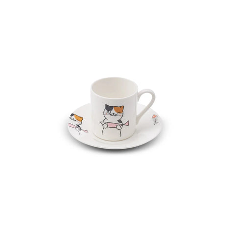 Karaca Katze Kaffeetasse Set für 6 Personen 80 ml