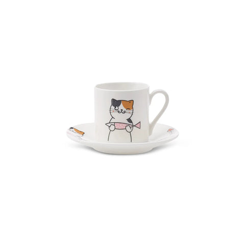 Karaca Katze Kaffeetasse Set für 6 Personen 80 ml