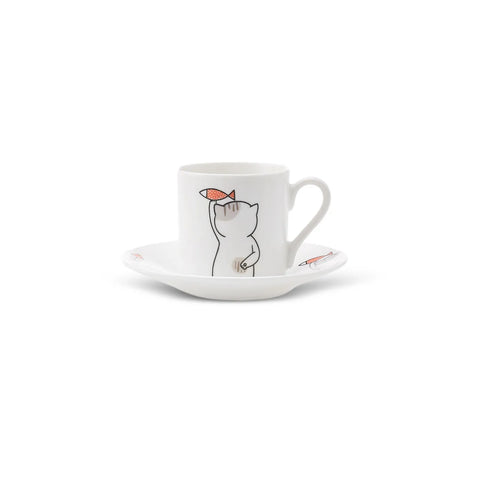 Karaca Katze Kaffeetasse Set für 6 Personen 80 ml