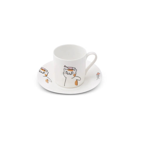 Karaca Katze Kaffeetasse Set für 6 Personen 80 ml