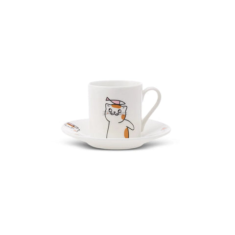 Karaca Katze Kaffeetasse Set für 6 Personen 80 ml