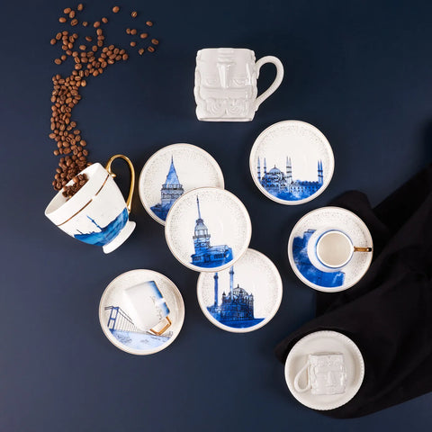 Karaca Istanbul 12 teiliges Kaffeetassen Set für 6 Personen