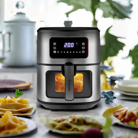 Karaca Multifry Inox XXL 6,5 Liter Airfryer mit digitalem Glasfenster 