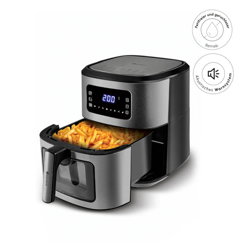 Karaca Multifry Inox XXL 6,5 Liter Airfryer mit digitalem Glasfenster 