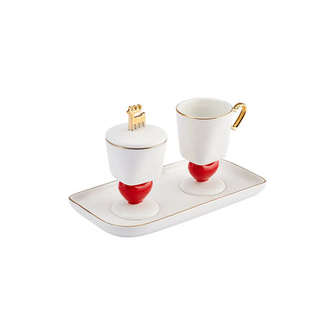 Karaca-Kollektion zum 50-jährigen Jubiläum Herz Kaffeetasse Set für 2 Personen 60 ml