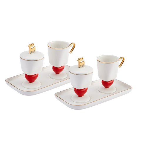 Karaca-Kollektion zum 50-jährigen Jubiläum Herz Kaffeetasse Set für 2 Personen 60 ml