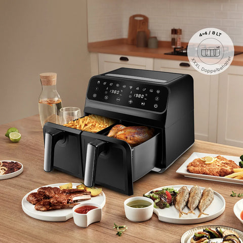 Karaca Multifry XXXL 4+4 Liter digitaler Airfryer mit zwei Kammern