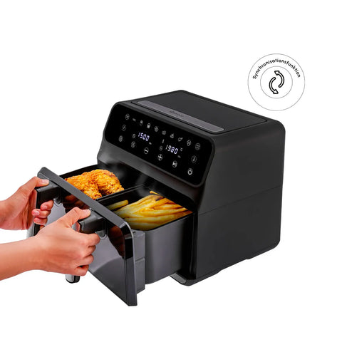 Karaca Multifry XXXL 9 Liter Airfryer mit einer Kammer, Trennwand und Glasfenster