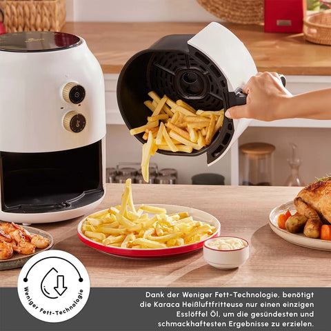 Karaca Multifry Weiß Heißluftfritteuse Ölfreie Fritteuse, 3.5L, 1300W