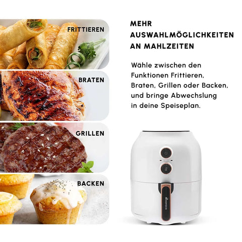 Karaca Multifry Weiß Heißluftfritteuse Ölfreie Fritteuse, 3.5L, 1300W