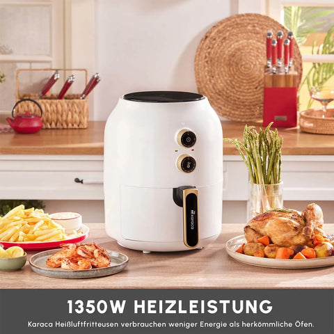 Karaca Multifry Weiß Heißluftfritteuse Ölfreie Fritteuse, 3.5L, 1300W