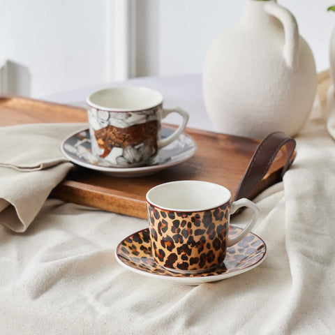 Karaca Tiger Kaffeetassen-Set, 2 Personen, 80 ml