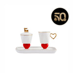 Karaca 50th Year Signature Collection Heart Coffee Cup Set for 2 Person, 60 ml