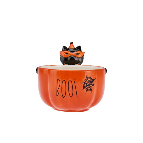 Karaca Halloween Boo Keramik Schüssel, 15cm, Orange Schwarz