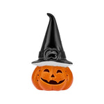 Karaca Halloween Balkabağı Seramik Led Işıklı Mumluk, 24cm, Siyah Turuncu