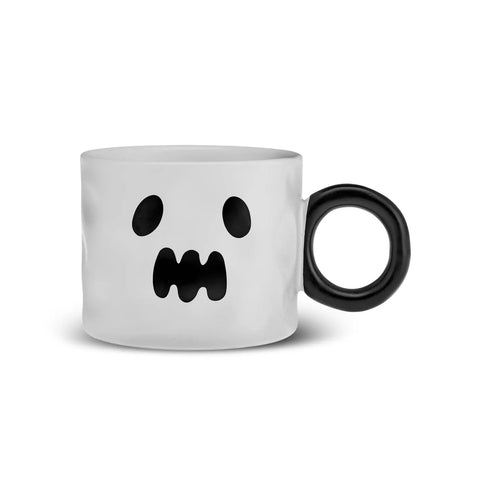 Karaca Halloween Geist Keramik Tasse, 10cm, Weiß Schwarz