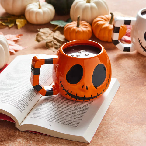 Karaca Halloween Creepy Keramik Tasse, 10cm, Orange Schwarz