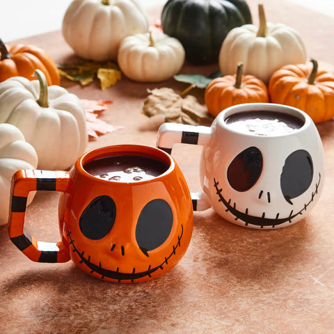 Karaca Halloween Creepy Keramik Tasse, 10cm, Orange Schwarz