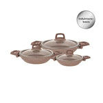 Karaca Biogranite Induction Shallow Frying Pan Set 3 Piece Rose Gold