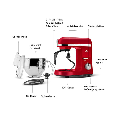 Karaca Mastermaid Chef Pro Doppelarm Küchenchef Imperial Rot, 5L, 1500W