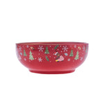 Karaca Christmas Porcelain Golden Line Salad Bowl, 20cm, Red