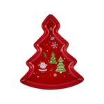 Karaca Christmas Porselen Golden Line Yılbaşı Ağacı Dekoratif Tabak, 21cm,  Kırmızı