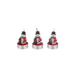 Karaca Christmas Snowman Tealights, 3 Piece, 18.5cmx6.7cm, Red