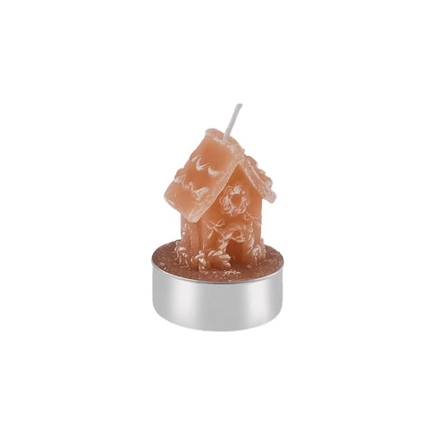 Karaca Weihnachten Lebkuchenhaus 3 Teilig Kerze, 18cmx5cmx6cm, Braun