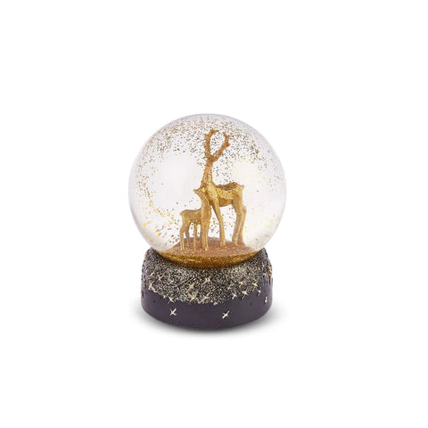 Karaca Weihnachten Hirsch Led Licht Schneekugel, (8cmx8cmx10.5cm), Schwarz Gold