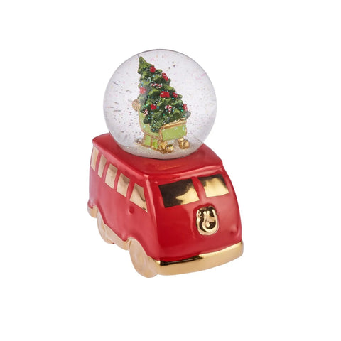 Karaca Weihnachten Minivan Schneekugel, 15cmx9cmx19cm, Rot