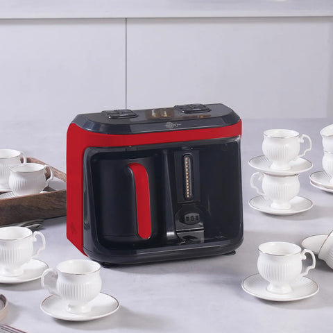 Karaca Hatır Hüp Duet Aromatische Türkische Kaffeemaschine, Rot, 1400W