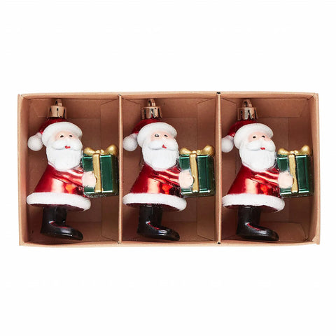 Karaca Home Weihnachtsmann mit Geschenk Christbaumschmuckbaum, 3er Set