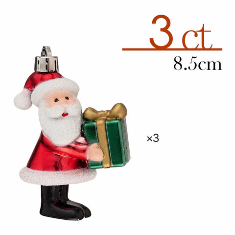 Karaca Home Weihnachtsmann mit Geschenk Christbaumschmuckbaum, 3er Set