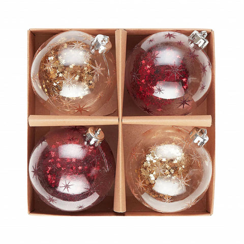 Karaca Home Glitzerkugel Christbaumschmuck, 4er Set, 8 cm