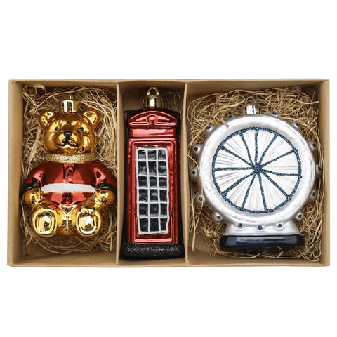 Karaca Home Weihnachten London Baumschmuck Set, 3 Teilig