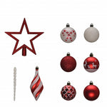 Karaca Home Christmas Fun Red Star Head Tree Ornament Set, 19 Piece