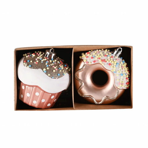 Karaca Home Weihnachtsdonut und Cupcake Christbaumschmuck, 2er Set