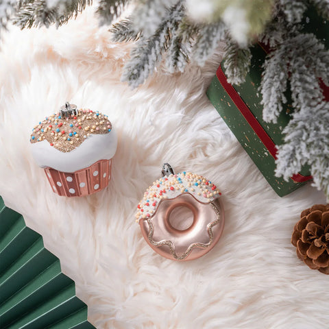 Karaca Home Weihnachtsdonut und Cupcake Christbaumschmuck, 2er Set