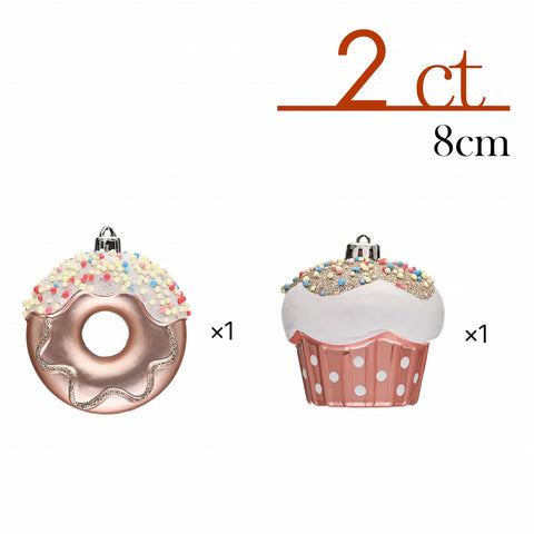 Karaca Home Weihnachtsdonut und Cupcake Christbaumschmuck, 2er Set