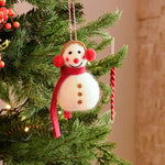 Karaca Home Christmas Snowman With Ear Muffs Tree Ornament, 8x13 cm